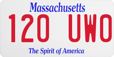MA license plate 120UW0