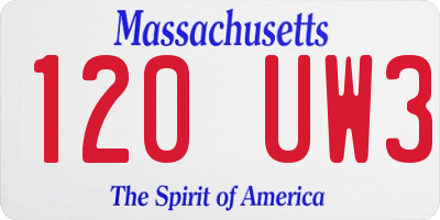 MA license plate 120UW3