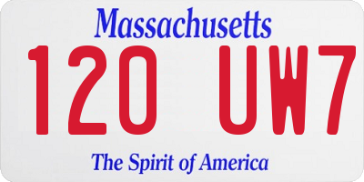MA license plate 120UW7