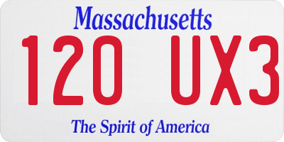 MA license plate 120UX3