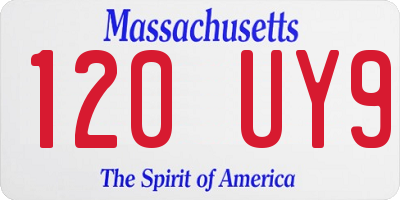 MA license plate 120UY9