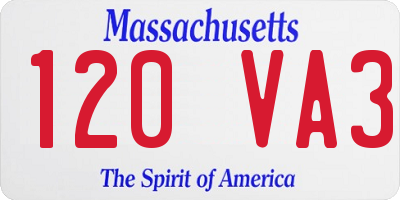 MA license plate 120VA3