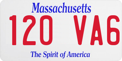 MA license plate 120VA6