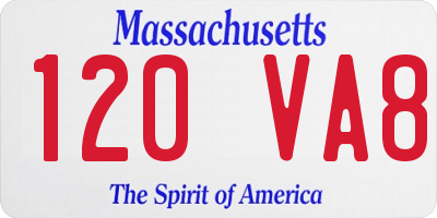 MA license plate 120VA8