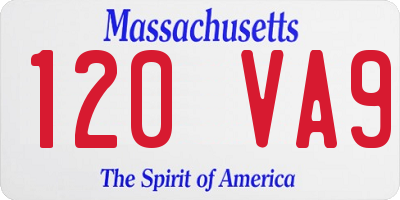 MA license plate 120VA9