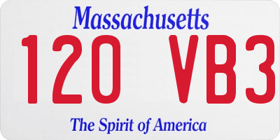 MA license plate 120VB3