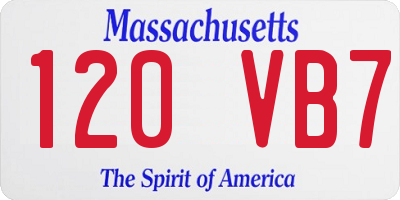 MA license plate 120VB7