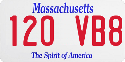 MA license plate 120VB8