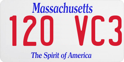 MA license plate 120VC3