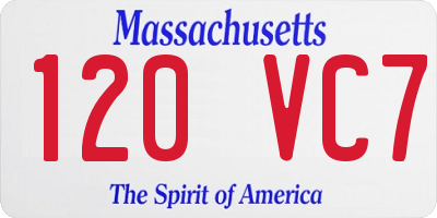 MA license plate 120VC7