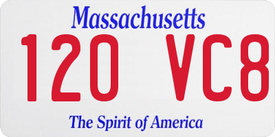 MA license plate 120VC8