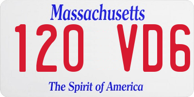 MA license plate 120VD6