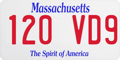MA license plate 120VD9