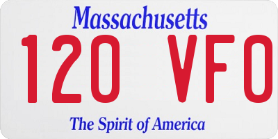 MA license plate 120VF0