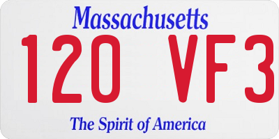 MA license plate 120VF3
