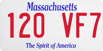 MA license plate 120VF7