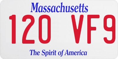 MA license plate 120VF9