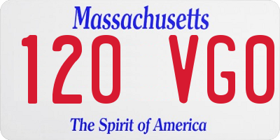 MA license plate 120VG0