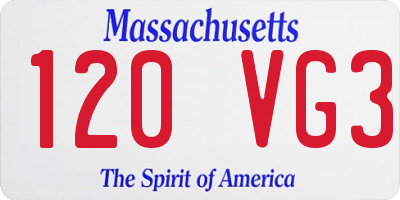 MA license plate 120VG3