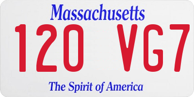 MA license plate 120VG7