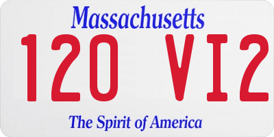 MA license plate 120VI2
