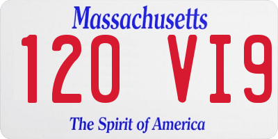 MA license plate 120VI9