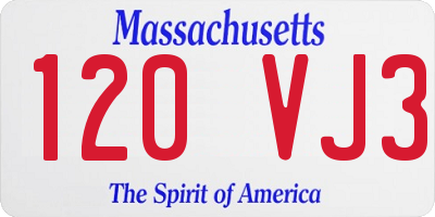 MA license plate 120VJ3