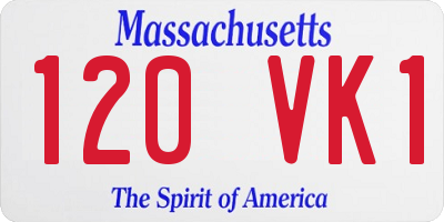 MA license plate 120VK1