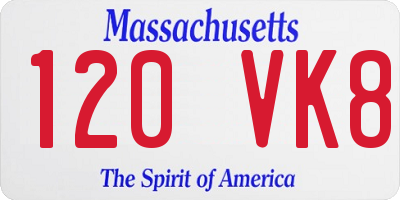 MA license plate 120VK8
