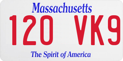 MA license plate 120VK9