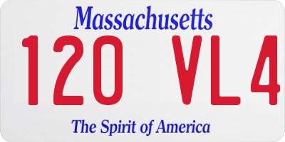 MA license plate 120VL4