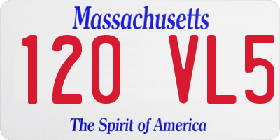 MA license plate 120VL5
