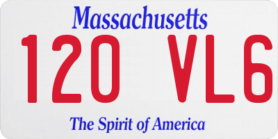 MA license plate 120VL6