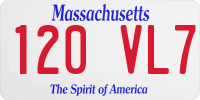 MA license plate 120VL7