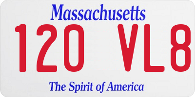 MA license plate 120VL8