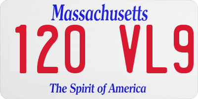 MA license plate 120VL9