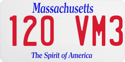 MA license plate 120VM3