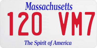 MA license plate 120VM7