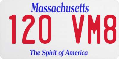 MA license plate 120VM8