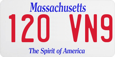 MA license plate 120VN9