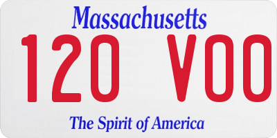 MA license plate 120VO0