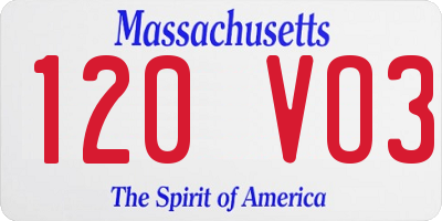 MA license plate 120VO3