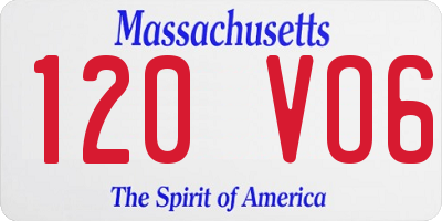 MA license plate 120VO6