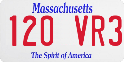 MA license plate 120VR3