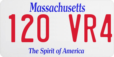 MA license plate 120VR4