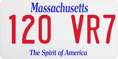 MA license plate 120VR7