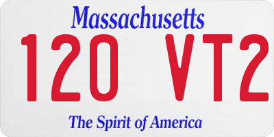 MA license plate 120VT2