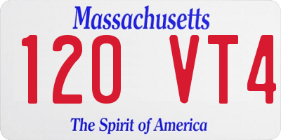MA license plate 120VT4