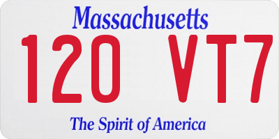 MA license plate 120VT7