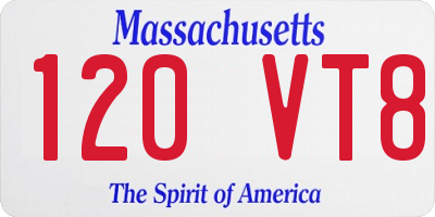 MA license plate 120VT8
